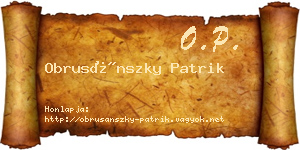 Obrusánszky Patrik névjegykártya